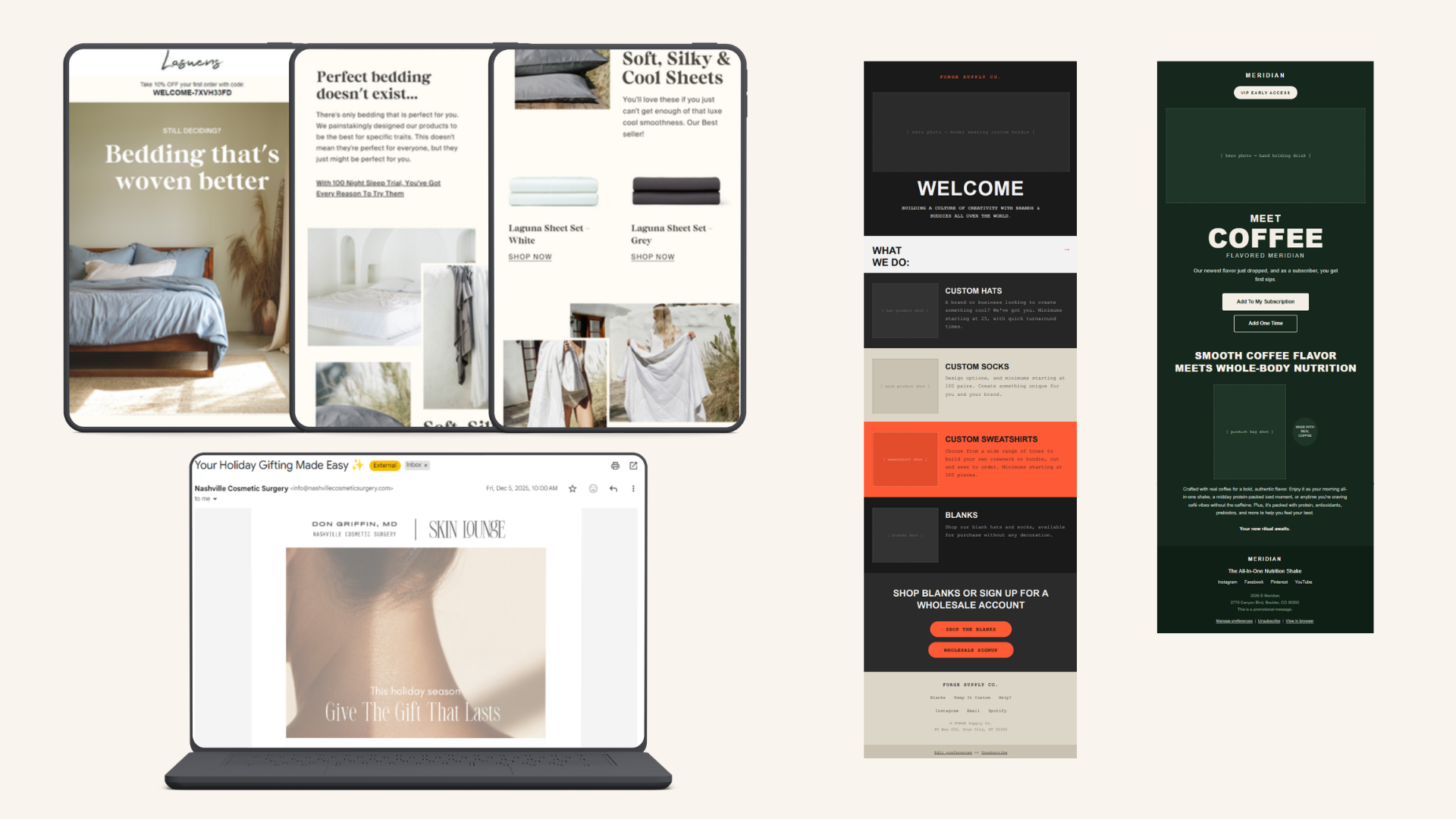 Portfolio work incluing multiple example emails.